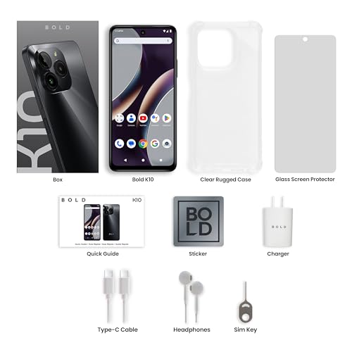 Image of BLU | Bold K10 | 2024 | 3-Day Battery | Unlocked | 6.6 inch HD+ Infinity Display | 128 /4GB | Triple 50MP Camera | US Version | US Warranty | Black