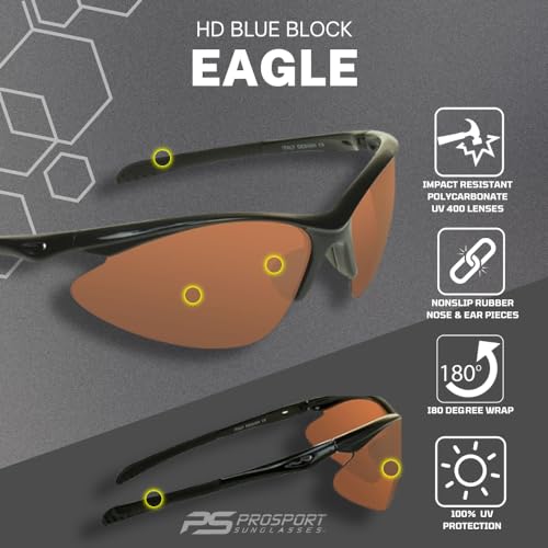 Image of proSPORT Blue Light Reducing High Definition HD Lens Sunglass TR90 Sport Frame Men Women