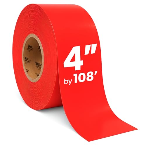 Image of DuraMark EC700 Floor Marking Tape for Concrete and Pavement | Industrial Marking Tape for Warehouses | Long-Lasting | High Durability, Red, 4 Inches by 108 Feet