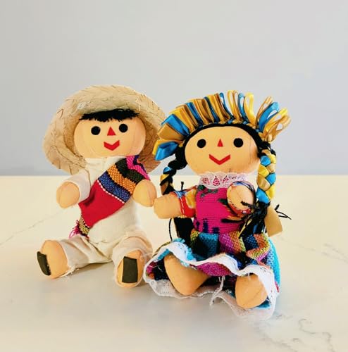 Muñecos de trapo artesanales mexicanos 5 pulg miniatura 4
