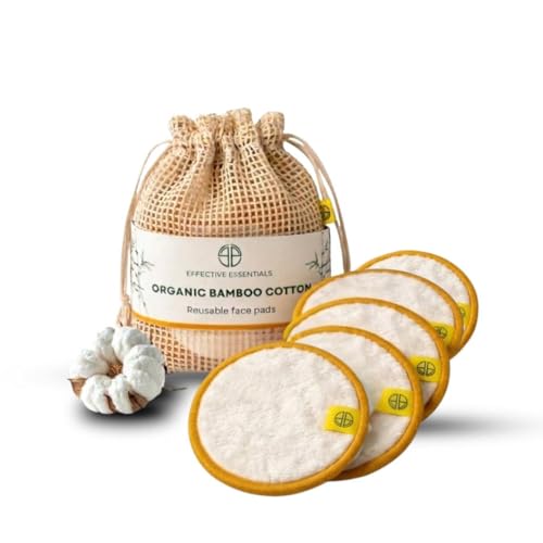 Image of Ultra Soft Reusable Bamboo Cotton Pads for Makeup Removal | Cleansing Pads for Face with Water, Serum, Micellar Water, Toner, Face Wash or Cleansing Oil | Washable up to 60 Times | Pack of 5