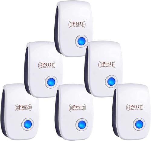 Répulsif Ultrason Anti-Rongeurs Insectes, 6 pcs Ultrason Anti Moustique Ultrason Souris et Rats, Intérieur Répulsif Électronique Insectes pour Souris, Rats...