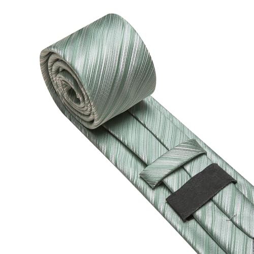 Image of Barry.Wang Tie Sets for Men Silk Stripe Necktie Woven Checkered Handkerchief Cufflinks Formal Business Wedding