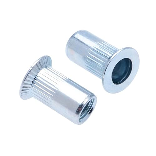 Keple M6 Blindnietmuttern, Senkkopf, genuteter Rundkörper, offenes Gewindeeinsatz, 6 mm Mutterneinsatz, Rändelnietmutter aus verzinktem Stahl, Rivsert für Stahl, Legierung, Kupfer, Kunststoff, Fibergl