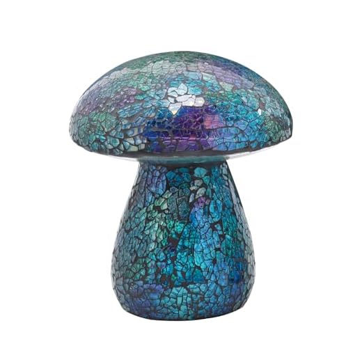 Bshine Mushroom Garden Statue Decoration, Colorful Mosaic Mushroom Sculptures Home Decor, Outdoor Waterproof Handmade Glass for Yard, Path, Lawn Ornaments and Indoor Decor (Blue)
