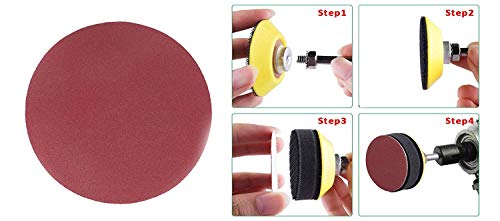 Image of DIY Crafts 25mm 1 inchinch Sander Disc Sanding Discs Paper with Abrasive Polish Pad Plate + 1 /4 Inch Shank for Rotary Grits 60 /80 /100 /120 /240 (Pack Of 50 Pcs Combo, Silver Brawn & Hook & Loop)
