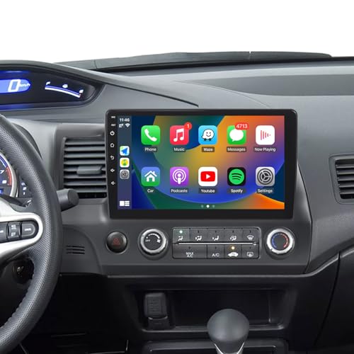 Leadfan Linux Car Stereo for Honda Civic 2006 2007 2008 2009 2010 2011 Fast Boot Radio Replacement with Wireless Carplay Android Auto 10.1 Touchscreen Bluetooth Backup Camera SWC