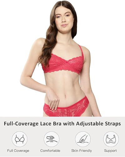 Image of LEADING LADY Women Bra | Non Padded | Non Wired | Full Coverage | T-Shirt Bra | Lace Style Adjustable Straps | Every Day Bra