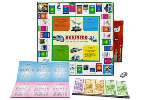 Image of Business Board Game for Kids & Family | Property Trading Strategy Game with Play Money, Dice & Cards | Fun Indoor Educational Game for 2-6 Players