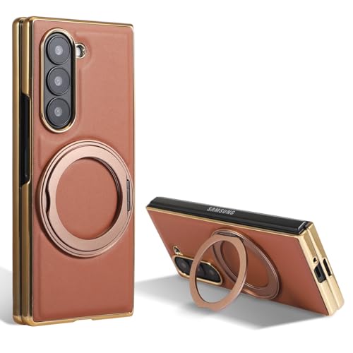 Étui pour Samsung Galaxy Z Fold 3 luxueux clapet en cuir plaqué marron