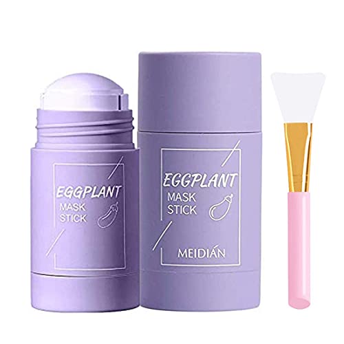 Green Tea Purifying Clay Face Mask,Green Mask Stick,Green Clay Mask,Contrôle de l'huile, masque contre l'acné, élimine les points noirs (Lila + Maskenpinsel) Cover