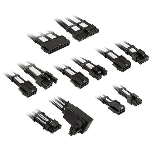 Kolink Core Pro Braided Cable Extension Kit 12V-2x6 Typ 2 - Jet Black/Brilliant White