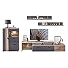 Stella Trading Linea Ensemble Complet de Mur de Salon avec éclairage LED Aspect chêne, Bois d’ingénierie, Flagstaff Oak/Anthracite, TV-Wohnlösung 2