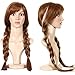 Anogol Hair Cap+Movie Braided Wig for Cosplay Wig Brown Braid Princess Wigs for Women Girls Halloween Costume (Brown,1-Pack)