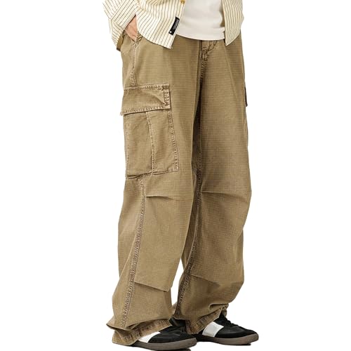 XYXIONGMAO Men's Black Casual Loose Cargo Pants Multi-Pocket Sweatpants Hip Hop Streetwear Pleated Techwear Joggers Overalls