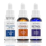Anti-Aging Facial Serum Set - Vitamin C, Retinol & Hyaluronic Acid Serum Set for Skin Radiance and Moisture, 1 Fl Oz (Pack of 3)