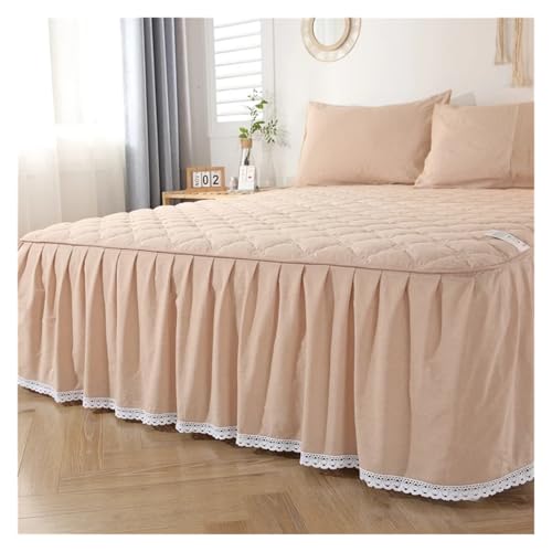 Falda de cama de encaje 200x220 acolchada con dos fundas 48x74cm 6