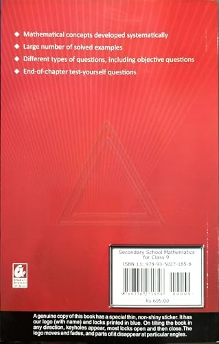 Secondary School Mathematics for Class 9 (for 2019 Examination)