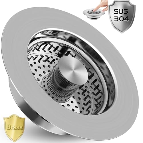 Colador para fregadero de cocina 3 en 1 de acero inoxidable