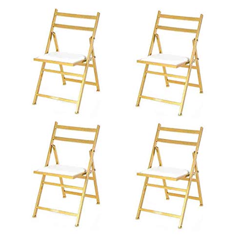 Liuhuan Folding Chair Strong Steel PU Padded Modern Simplicity Home Kitchen Cafe Dining Chair Leisure Chair，Pack-4 (Color : White)