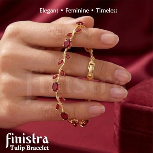 Image of finistra Tulip Bracelet for Women Stylish | Gold Plated Crystal Floral Jewellery | Adjustable Chain for Women & Girls Stylish | Elegant Tulip Bracelet for Women, Party & Daily Wear Accessory