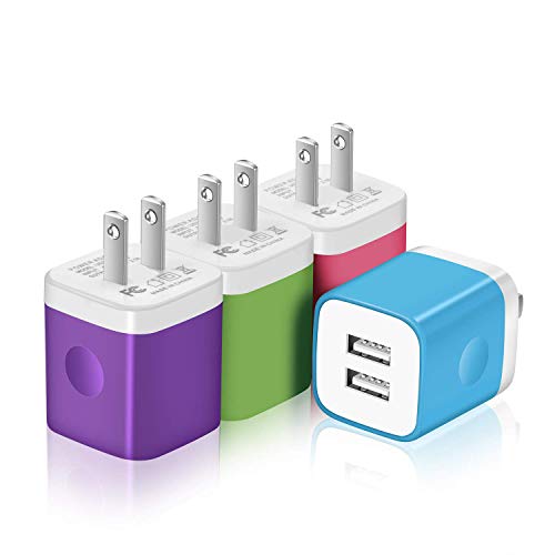 IVELLTARE USB Wall Charger, 4-Pack 2.1A Dual Port USB Cube Charger Plug Power Adapter Charging Block Compatible with iPhone Xs/XR/Xs Plus/X, 8/7/6 Plus, Samsung, LG, Moto, Android Phones More