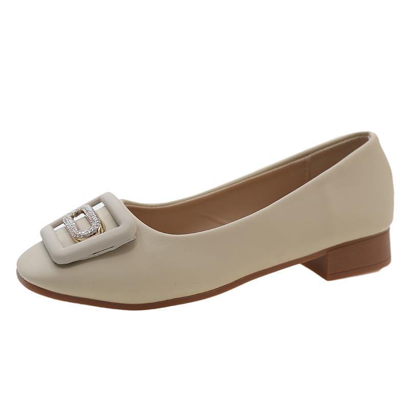 Low heel square head single shoes women's 2024 spring new Korean version fashion shallow mouth rhinestone square buckle Mary Jane shoes women's wholesale