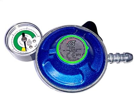IGT 28Mbar Butane Gas Regulator With Pressure Gauge Fits 21Mm Gas Cylinders