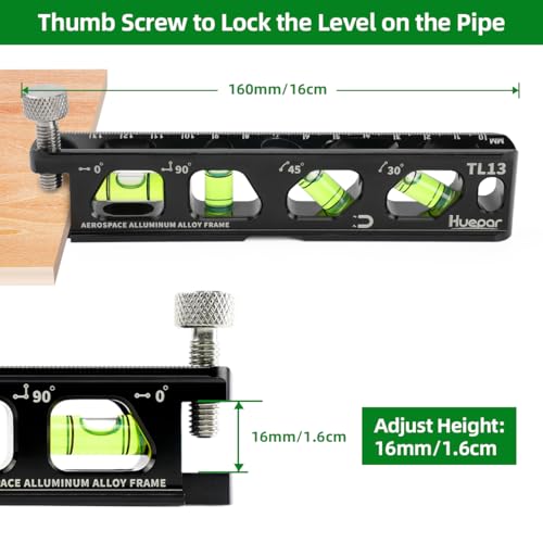 image for Huepar Torpedo Level, Magnetic Conduit Level with 4 Vials, 6.2 inch Al