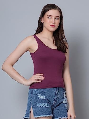 Image of Aimly Women's Regular Fit Sleeveless Cotton Camisole Slip Spaghetti | Combo Pack of 2