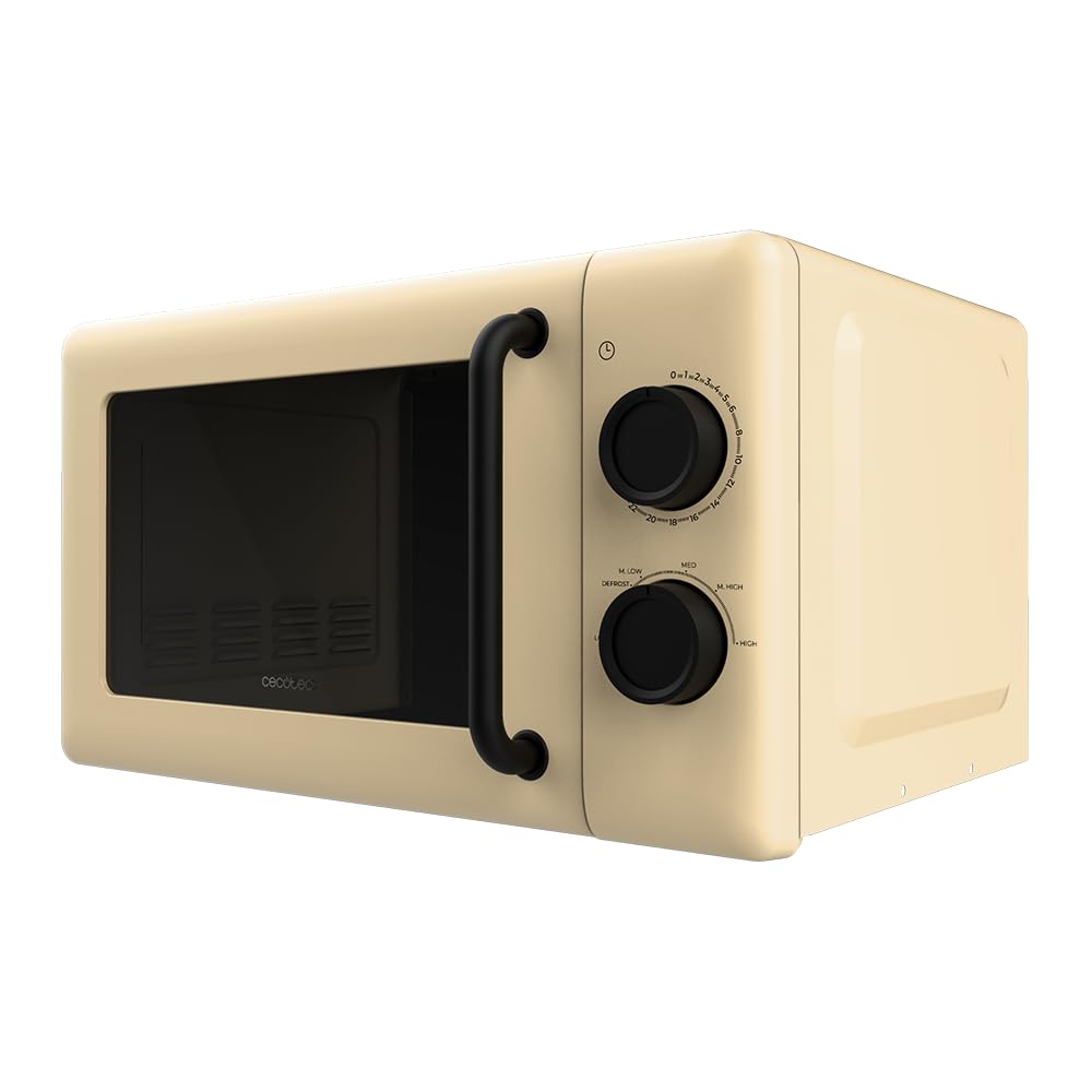Cecotec Forno a Microonde Meccanico da 20 L Proclean 3010 Yellow. 700 W, 6 Livelli Di Potenza, Modalità Sbrinamento, Segnale Di Fine Cottura, Lampada Interna, Timer Fino A 30 Minuti, Design Giallo