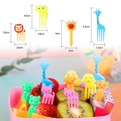 Image of MISHI 10Pcs Mini Animal Food Forks Set for Kids | Reusable Plastic Bento Fruit Forks | Cute Cartoon Design | Ideal for Snacks, Lunch Boxes & Party Decor | Easy to Clean | Multicolor