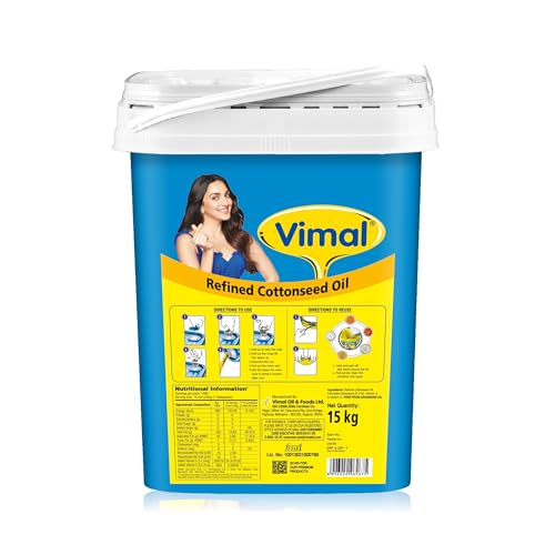 Image of Vimal Cottonseed Oil: Healthy Kapasiya Tel, Refined Cooking Oil for Balanced Diet | Pure Cottonseed Oil (15L)