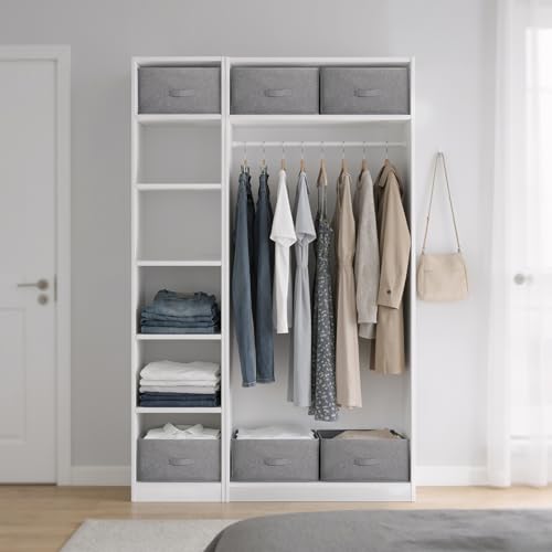 LAJIAKE Kleiderschrank Organizer Geeignet für Pullover, Badetücher,Aufbewahrung-2er Boxen Set große Aufbewahrungsboxen -Faltbare Washable extra große Kisten für Schrank 50x40x20 cm