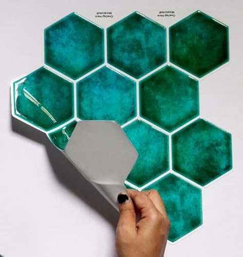 Mosaicowall Teal Hexagon Peel And Stick Wall Tile | Kitchen Backsplash Tiles | Style 57 #TOP5