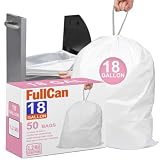 18 Gallon Heavy Duty Compactor Trash Bags 50 Count Reinforced Drawstring Garbage...