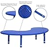 Flash Furniture 35''W x 65''L Half-Moon Blue Plastic Height Adjustable Activity Table