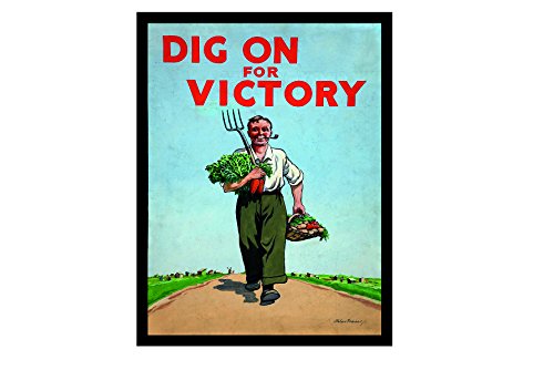 Ecool Dig for victory food production ww2 poster retro shabby chic vintage style picture metal wall plaque sign fridge magnet