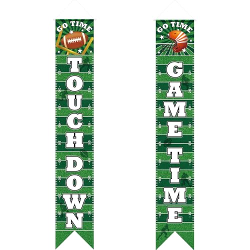 Image of Hooqict Football Banner Decorations Football Porch Sign Banners for Football Party Door Decorations Hanging Party Banner for Sport Theme Game Time Tailgate Party Supplies