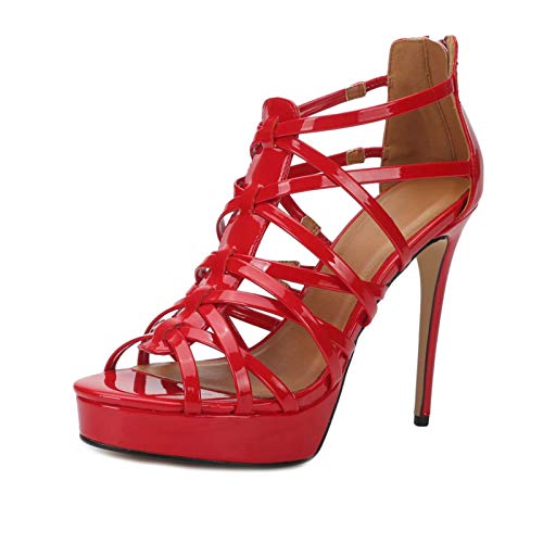 Image of MAIERNISI JESSI Unisex Men's Women's Platform High Heel Sandals, Strappy Gladiator Style, Stiletto Heel with Zipper Closure