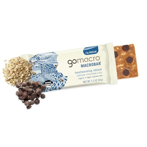 gomacro nutrition bar oatmeal chocolate chip organic 12 count 23 ounce