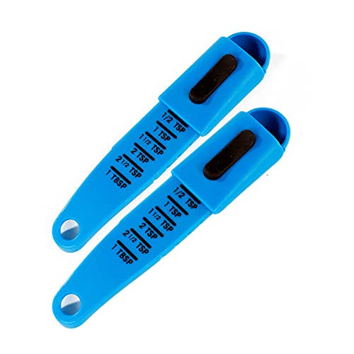 2 PCS Adjustable Measuring Spoon Set,Adjustable from 1/2 Teaspoon to 1? Measuring Dry/Liquid Ingredients,Metering Spoon for Baking,Cooking,Powder (blue)