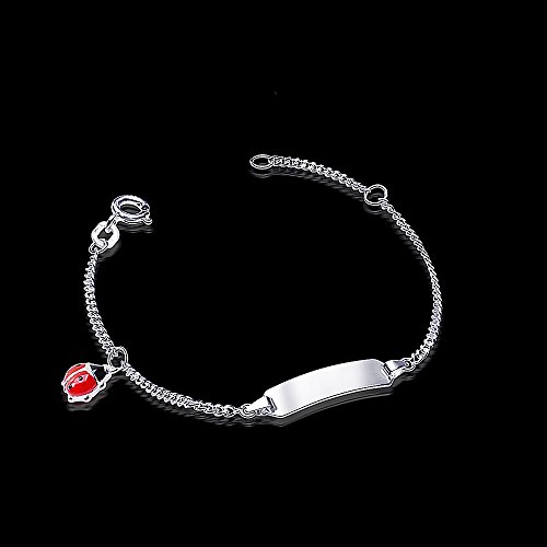 Pulsera infantil de plata de ley 925 con placa personalizable para grabar 12cm 3
