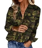 OFEEFAN Womens Button Down Camo Shirts Blouses Business Casual Fashion Outfit Spring Summer Beach Vacation Clothes Resort Wear Boho Tops Print 17 M