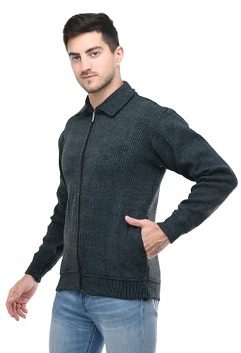 Image of MANRA MANRA Men Zipper Thick Fabric Woolen Winterwear Full Sleeve Collar with Side Pockets Jacket /Sweater