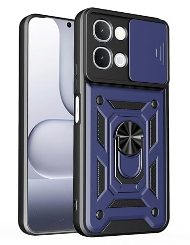 Image of Luxe Back Cover Compatible for Vivo Y51 Pro 5G / Vivo T5X 5G / iQOO Z11X 5G|D10 Tough Armor Case |Sliding Camera Shield |360 Protection |Kickstand Ring Holder | Military-Grade Bumper Case - Blue