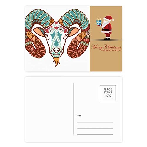 Bélier Constellation Signe du zodiaque Père Noël - Lot de 20 cartes postales de vœux d'hiver