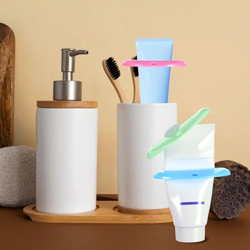 BOHUIZ 8 Pcs Toothpaste Squeezer, Plastic Toothpastes Tube Squeezer Dispenser, Reusable Hanging Toothpaste Clip Toothpastes Holder Suitable for Cream Cosmetics and Paint(Colorful)
