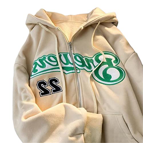 Tomwell Damen Y2K Jacke Zip Up Hoodies Harajuku Hip Hop Sweatshirt Vintage...
