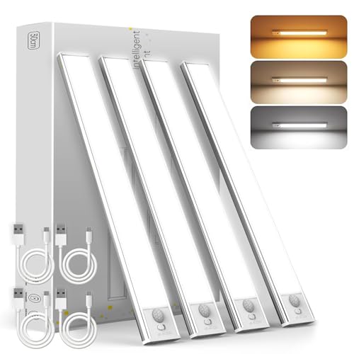 Under Cabinet Lighting Wireless, 4 Pack Under Cabinet Lights Rechargeable, Motion Sensor Light...